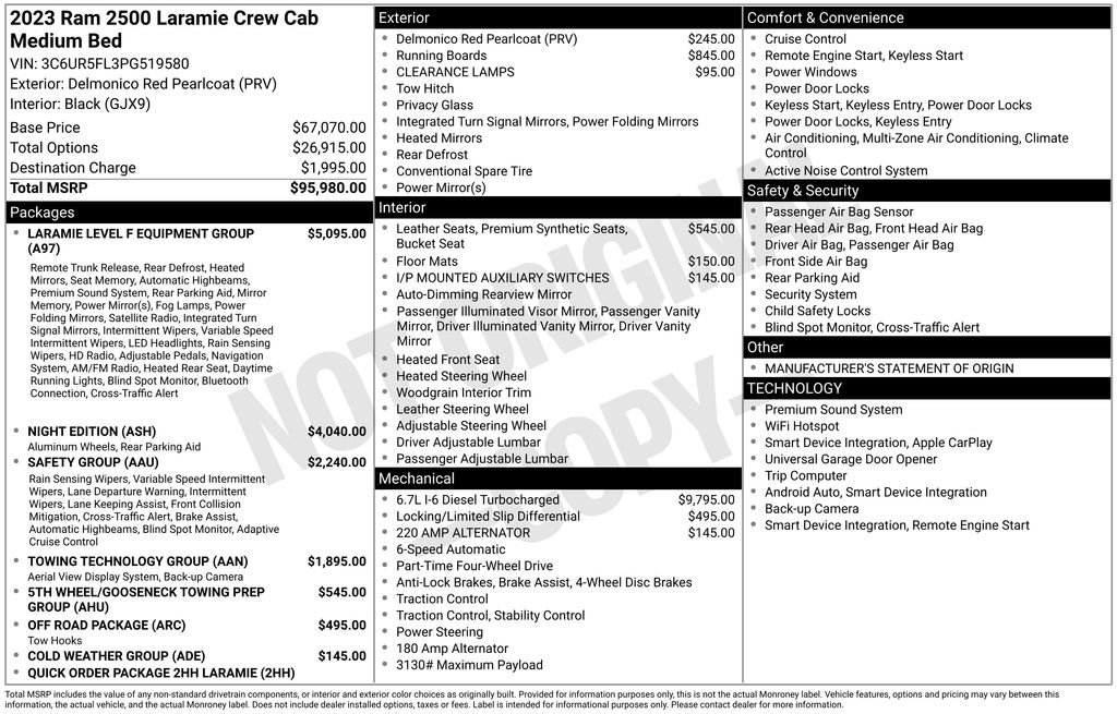 ram ram 2500 pickup 2023 3C6UR5FL3PG519580 image